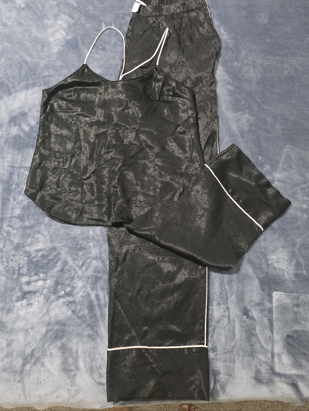 Victoria's Secret Victoria's Secret Signature Satin Logo Script Jacquard Pajama